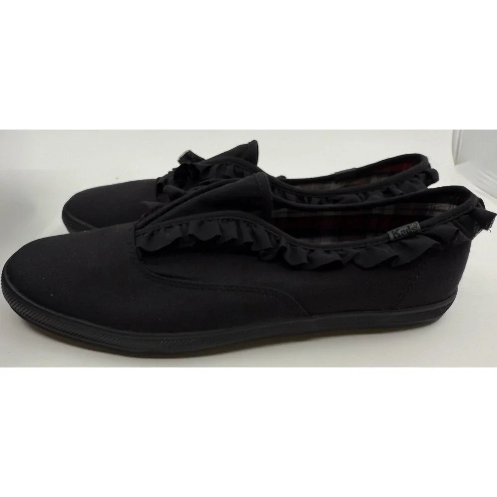 Keds Women's Black Ruffle Champion Shoes Slip On Sz 8.5 NIB